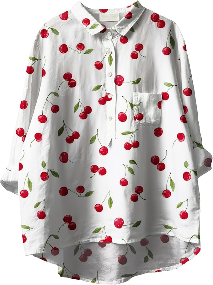 Women Funny Graphic Long Sleeve Floral Blouses Plus Size Button Shirts Casual Cute Vneck Fall Tunic Tops Trendy