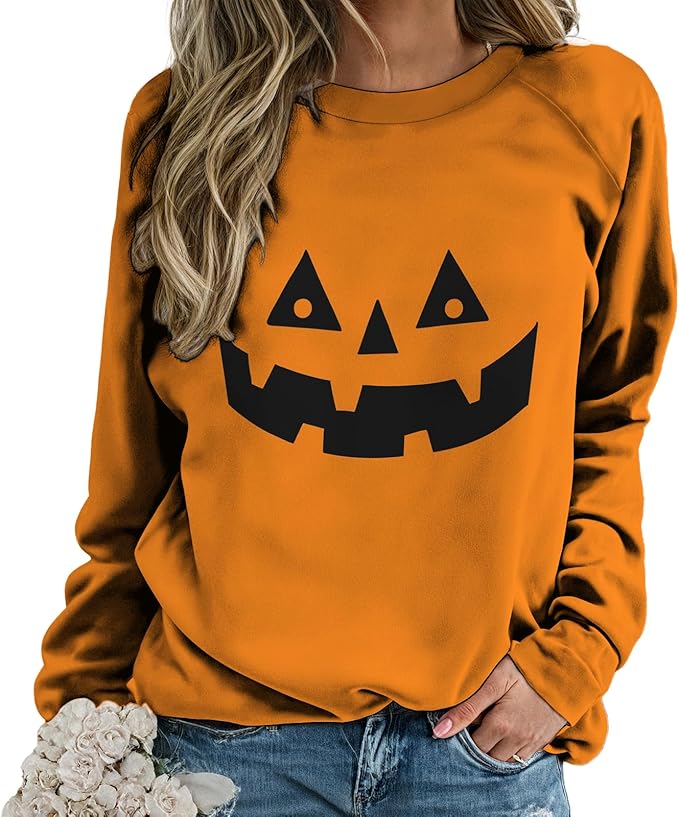 domirica Halloween Sweatshirt For Women Long Sleeve Crew Neck Sweatshirts Fall Halloween Costumes For Holiday Party 2025