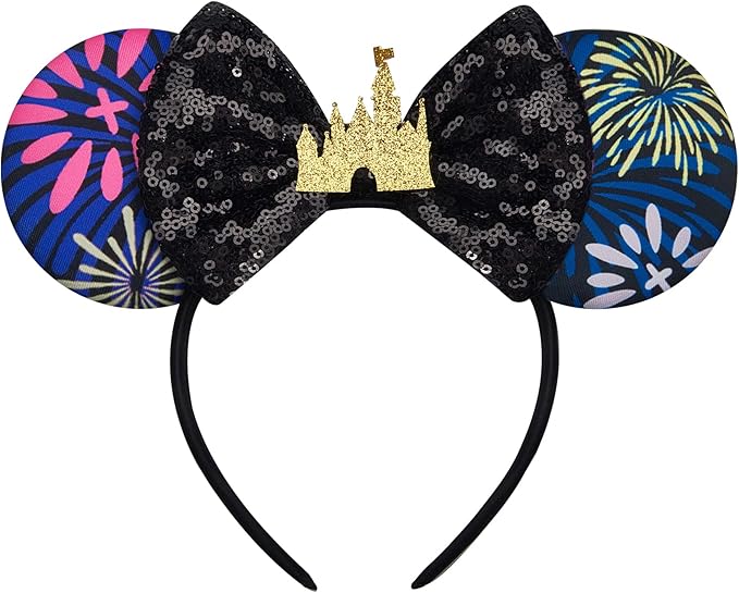 FANYITY Mouse Ears, Sequin Mouse Ears Headband for Boys Girls Women (fireworks)