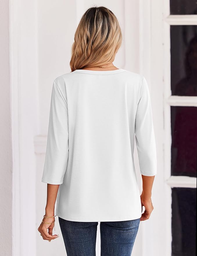 Zeagoo 3/4 Length Sleeve Womens Tops Casual Dressy Summer Blouses Buisness Work Spring Tee Shirts