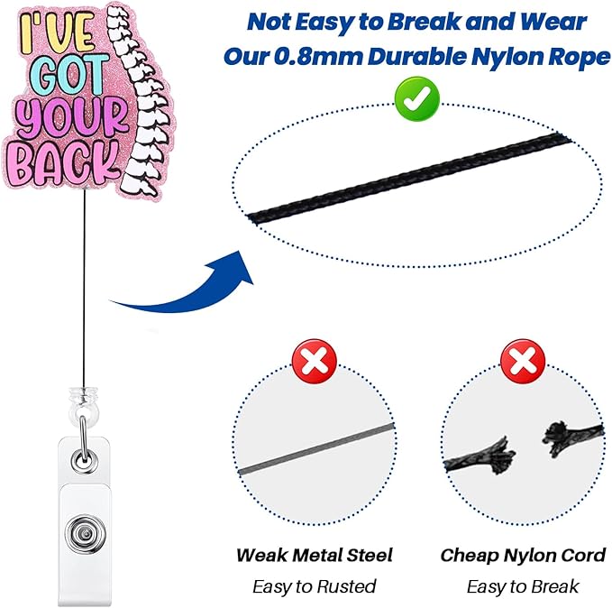 Funny Scrubs Badge Reel, Cute Chiropractor Work Badge Holder Retractable Clip, I've Got Your Back Fun RN Badge Buddy, LPN CNA MA Medical Worker Physical Therapy Nurse Doctor ID Name Badge Accessories