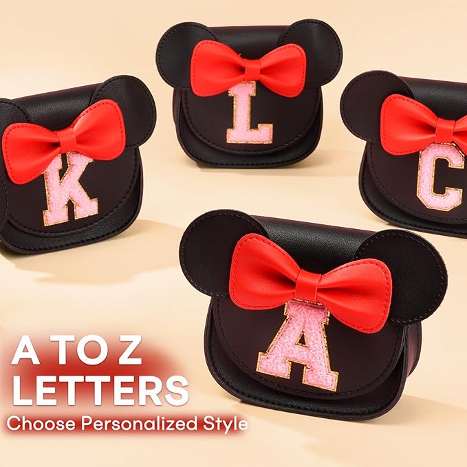 mibasies Toddler Purse Girl Gifts: Girls Birthday Gifts for 3-8 - Toys for Ages 2-4 Girls Mouse Ears Purse, Black, Letter S
