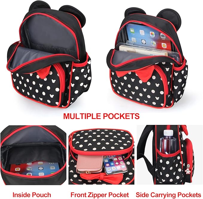 Voikukka Cute Little Girls Mini Backpack Kid Book Bags Mini Mouse Backpacks for Toddler Girl Backpacks Small Preschool Kids Backpack Toddler Bookbag Children Travel Daycare Bag Child Backpack