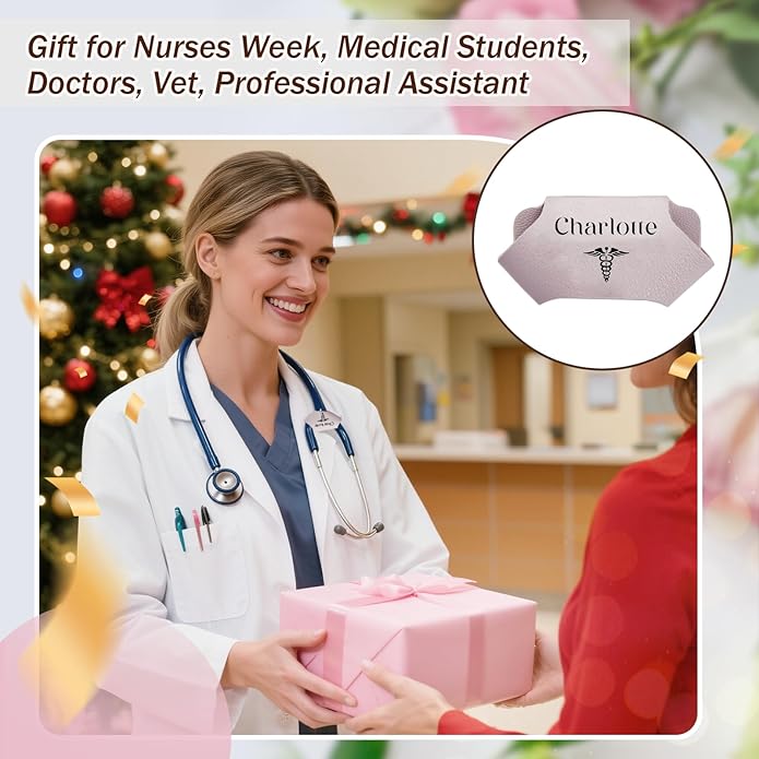 QYH Stethoscope Name Tag Personalized Stethoscope Accessories Custom Nurse Stethoscope Charms Name Tag, Thoughtful Engraved Gift for Nurses, Doctors, Vets & Medical Students