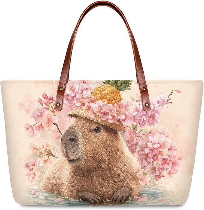 Womens Zip Up Tote Handbag Daisy Print Large Capacity Tote Purse Handbag Big Tote Bag Purse For Work Laptop