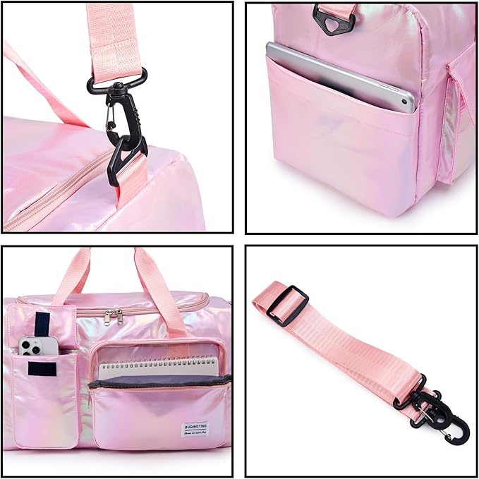 Small Gym Bag for Women, Travel Duffle Bag Carry On Weekender Bag with Shoe Compartment