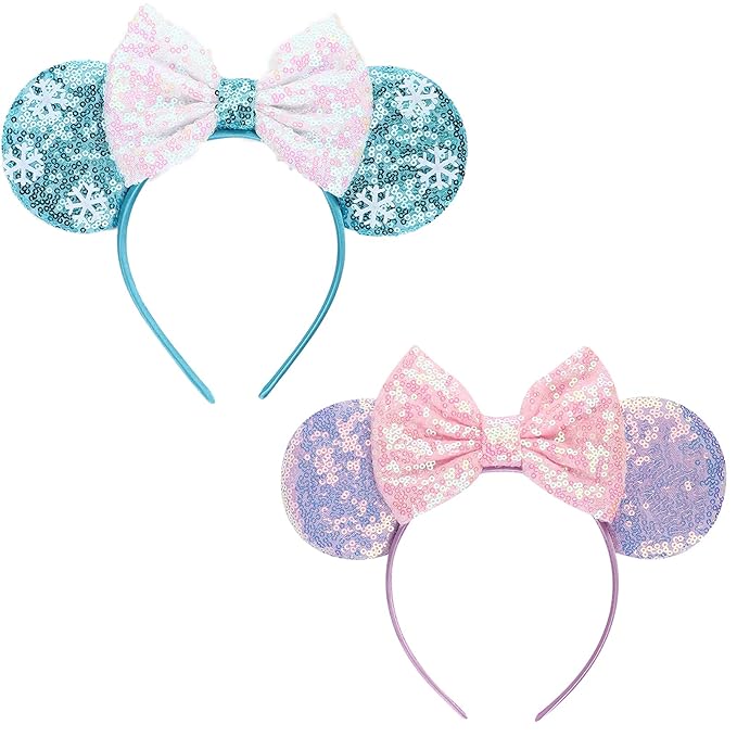 DRESHOW Mouse Ears Bow Headbands Glitter Party Decoration Cosplay Costume for Women