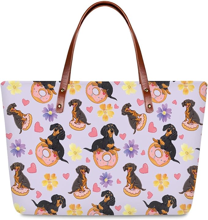 Womens Zip Up Tote Handbag Daisy Print Large Capacity Tote Purse Handbag Big Tote Bag Purse For Work Laptop