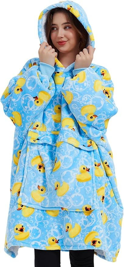 KFUBUO Wearable Blanket Hoodie for Adults Sherpa All Patterns Oversized Sweatshirt Blanket with Pocket