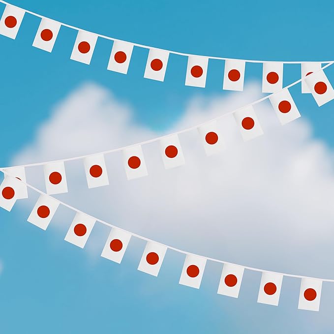 Yamiuo 100 Feet Japan String Flag, 76 Pcs Japanese Banner Flag, Small Mini World Banner Flags for Sports Events, Bars Decorations, School Festivals, Party Decorations, Celebrations (Japan)