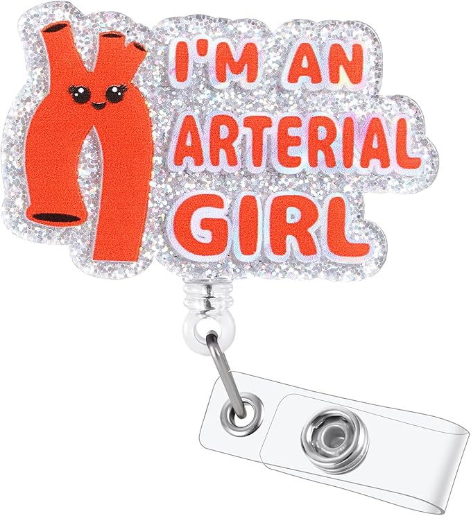 I'm an Arterial Girl Funny Aorta Badge Reel, Cute Retractable ID Card Badge Holder, Name Tag Work Badge Clip for RN LPN CNA MA ER Night Shift Nurse Nursing Student Cardiology Doctor, Nurse Gifts