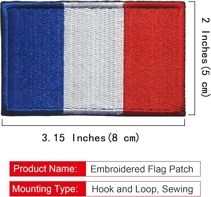 EmWoot 2PCS French Flag Patch Embroidered Morale Patch Military Tactical Patches Hook and Loop