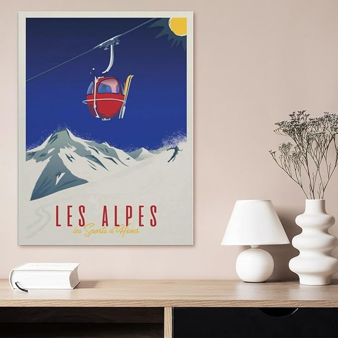 Jigsaw Puzzle 1000 Pieces，Vintage France Travel Poster Alps Cable car，Large Family Puzzle Game Artwork for Adults Teens（50x70cm）-BM15