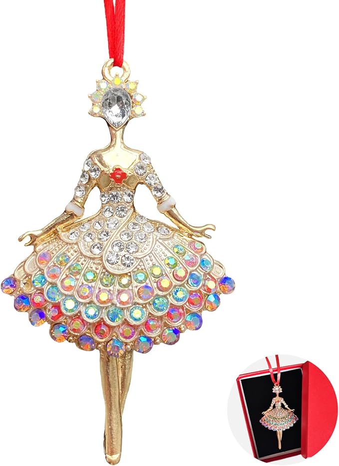 Ushinemi Ballerina Ornament for Christmas Tree 2024 - Sparkles Hanging Keepsake Gift for Kids Girls Tree Decor - B