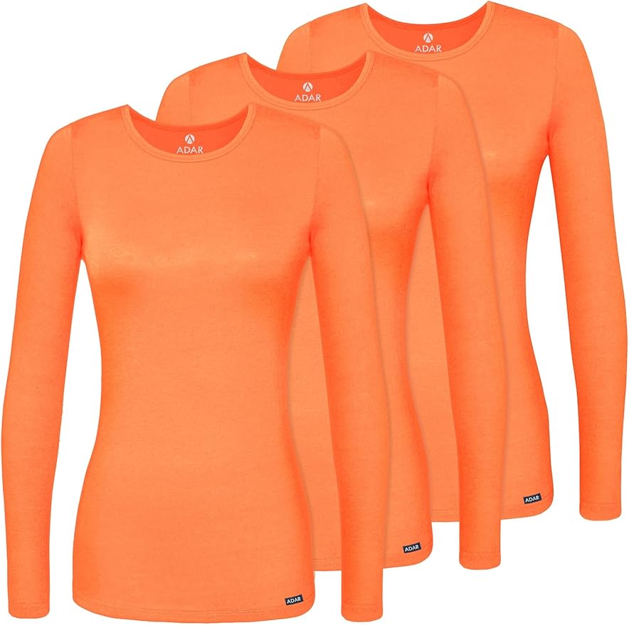 Adar Underscrubs for Women 3 Pack - Long Sleeve Underscrub Comfort Tee