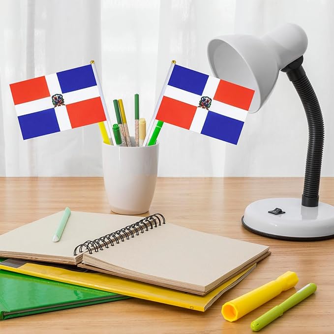 Dominica Flag Small Dominican Flag 12 Pack Mini Hand Held Dominican Flags on Sticks for Party Parades Sports Events Patriotic Holiday Decorations