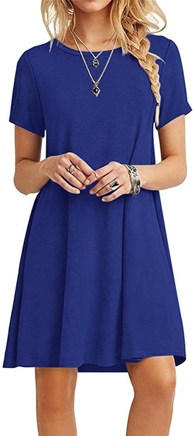 MOLERANI Women's Casual Plain Simple T-Shirt Loose Dress