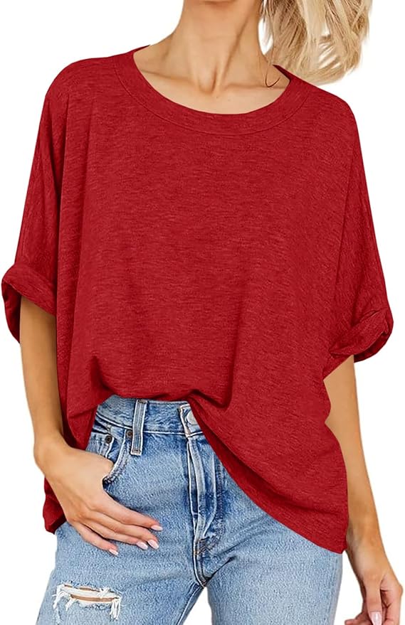 Women Oversized T-Shirt Summer Casual Short Sleeve Loose Tee Tops