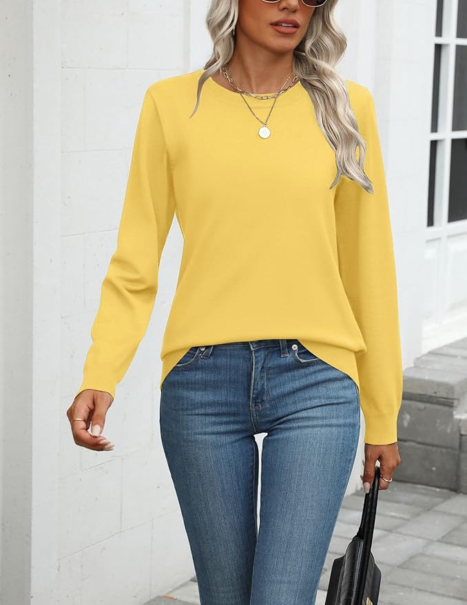 Zeagoo Womens 2026 Fall Sweaters Long Sleeve Tops Classic Crew Neck Pullover Sweaters Loose Dressy Casual Basic Clothes