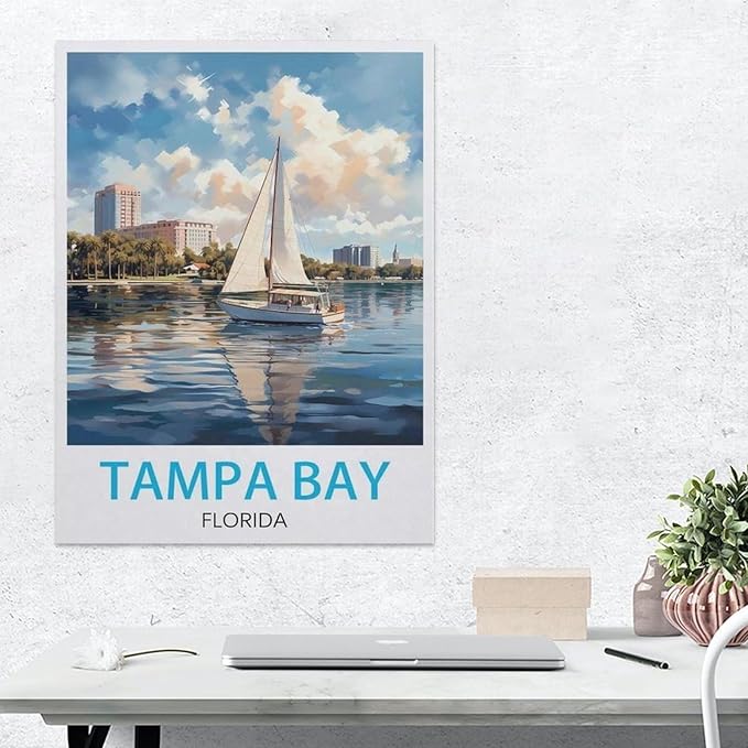 Tampa Bay Florida Vintage Travel Poster，Jigsaws Puzzles 1000 Pieces Classic Jigsaws Educational Games Toys，Best Gift for Adults and Kids（75x50cm）-BC90