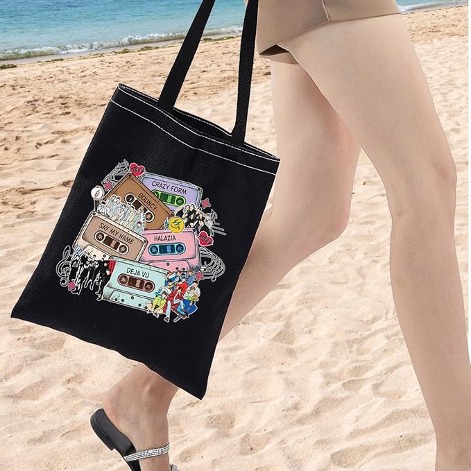 WZMPA Korean Group Fans Tote Bag Concert Fans Gift South Korea Singer Reusable Grocery Bag Concert Merchandise