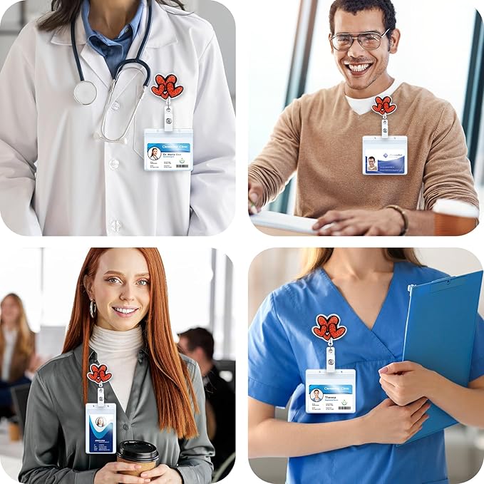 Cute Heart Badge Reel, Retractable ID Card Badge Holder, Name Tag Work Badge Clip for NICU RN LPN CNA MA ER Night Shift Nurse Nursing Student Doctor Teacher, Nurse Gifts
