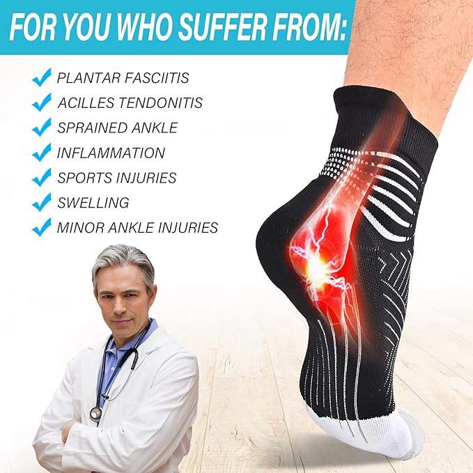 IRAMY Compression Ankle Support Socks Women - Coolmax Wicking, Cushioned Athletic, Plantar Fasciitis Relief 2/3/6 Pairs