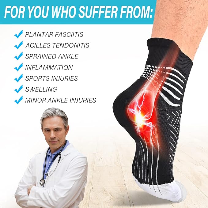 IRAMY Compression Ankle Support Socks Women - Coolmax Wicking, Cushioned Athletic, Plantar Fasciitis Relief 2/3/6 Pairs