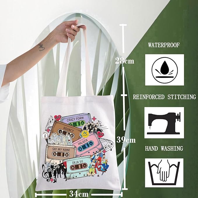 WZMPA Korean Group Fans Tote Bag Concert Fans Gift South Korea Singer Reusable Grocery Bag Concert Merchandise