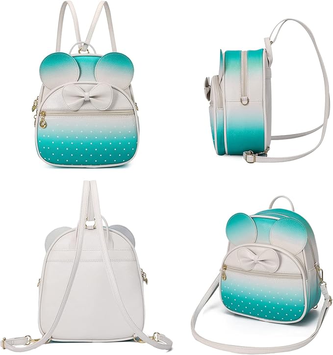KL928 Girls Mini Backpack Bowknot Polka Dot Cute Daypacks Convertible Shoulder Bag Purse for Women