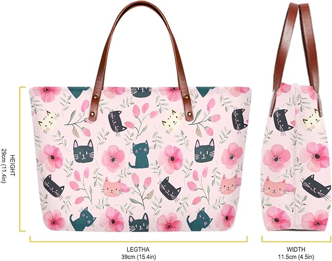 Womens Zip Up Tote Handbag Daisy Print Large Capacity Tote Purse Handbag Big Tote Bag Purse For Work Laptop