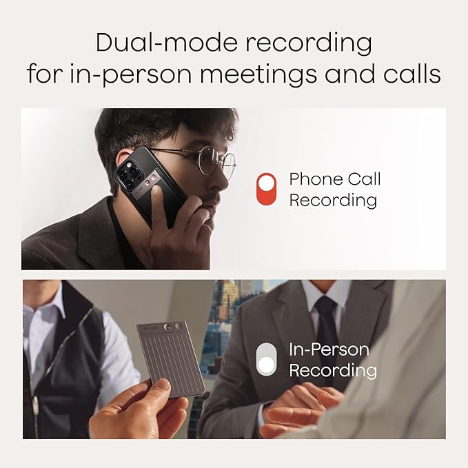 Plaud Note AI Voice Recorder, Voice Recorder w/Case, App Control, AI Transcribe & Summarize, Support 112 Languages, 64GB, Audio Recorder for Lectures, Meetings, Calls, Interview, Non-Pro Version