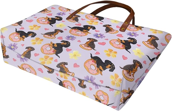 Womens Zip Up Tote Handbag Daisy Print Large Capacity Tote Purse Handbag Big Tote Bag Purse For Work Laptop