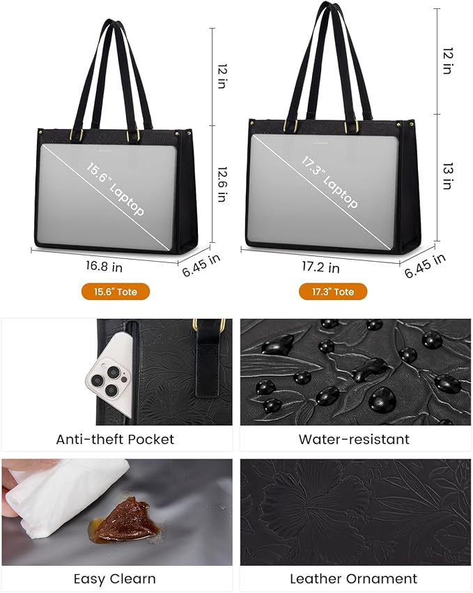 LOVEVOOK Lunch Tote Bag for Women, 17.3 Inch Laptop Bag with Insulated Lunch Compartment, Quilted Large Capacity Computer Handbag with Purse for Business, Work, Nurse, Office, Collage, Casual