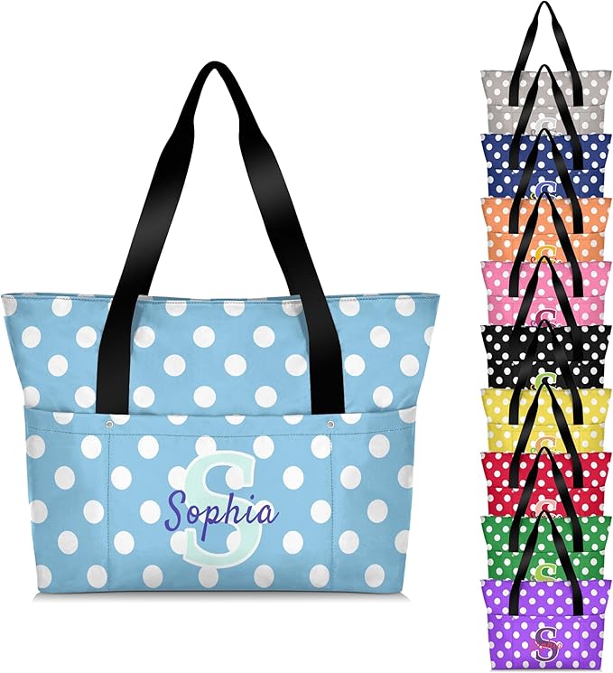 Custom Tote Bag for Women with Name Monogram for Work, Shopping, Travel, Beach