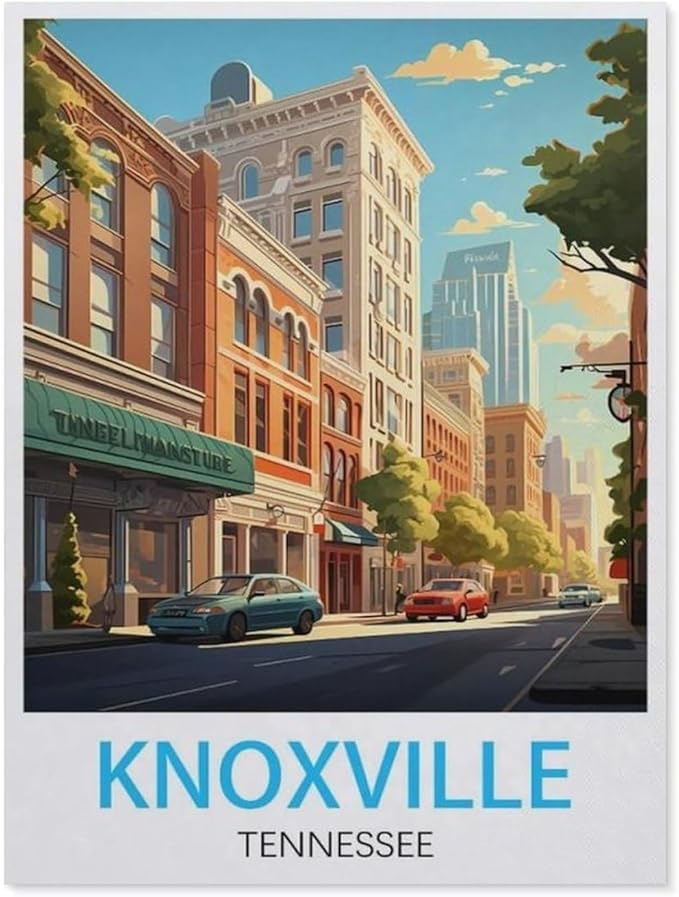 Knoxville Tennessee Vintage Travel Poster，Puzzle 1000 Pieces of Paper Puzzles Suitable for Adults Children Families Stress Relief Puzzle Games（38x26cm）-BD34