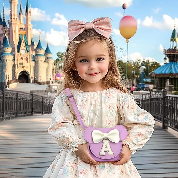 mibasies Toddler Purse Girl Gifts: Girls Birthday Gifts for 3-8 - Toys for Ages 2-4 Girls Mouse Ears Purse, Purple, Letter R