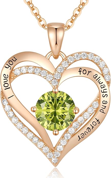 CDE Valentine's Day Gift Forever Love Heart Necklaces for Women, Wedding Anniversary, Birthday Mothers Christmas Day Gifts for Mom, Mother, Wife, S925 Silver Jewelry with Birthstone Pendant