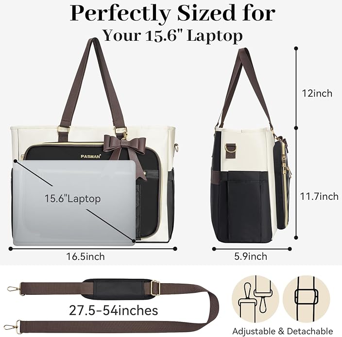 Teacher Tote Bag for Women,Multi-Pocket Laptop & Nurse Work Bag with Cup Holder,Structured Business Briefcase Computer Purse