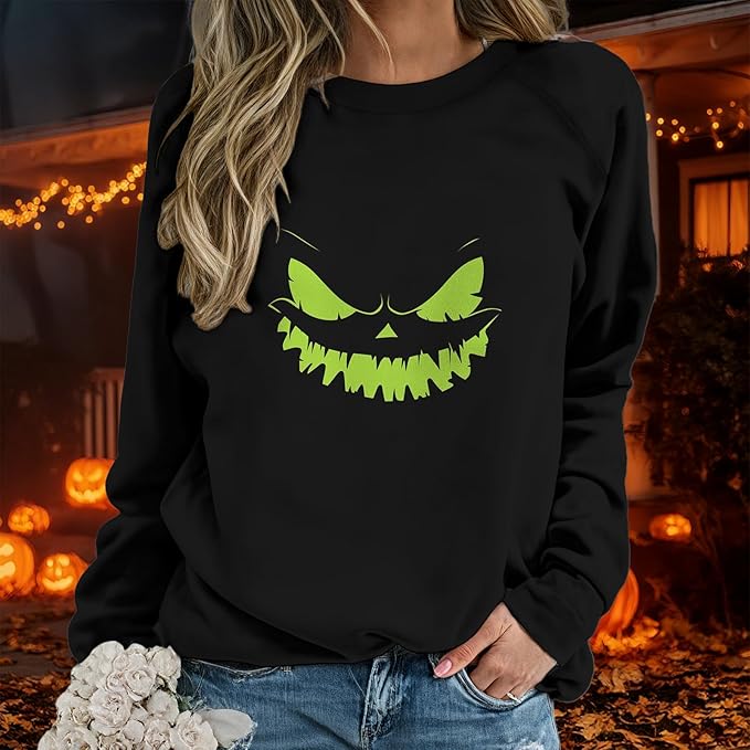 domirica Halloween Sweatshirt For Women Long Sleeve Crew Neck Sweatshirts Fall Halloween Costumes For Holiday Party 2025