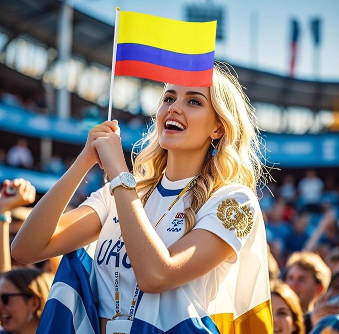 20 Pack Small Colombia Flags on Stick Mini Handheld Colombian Flag for Parades, Independence Day and Patriotic Events 5x8 Inch Durable Weather-Resistant Flags with 12 Inch Sticks(Colombia)