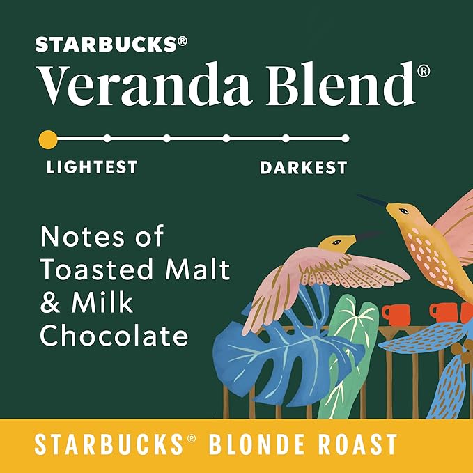 Starbucks K-Cup Coffee Pods, Starbucks Blonde Roast Hot or Iced Coffee, Veranda Blend, 22 Keurig Pods