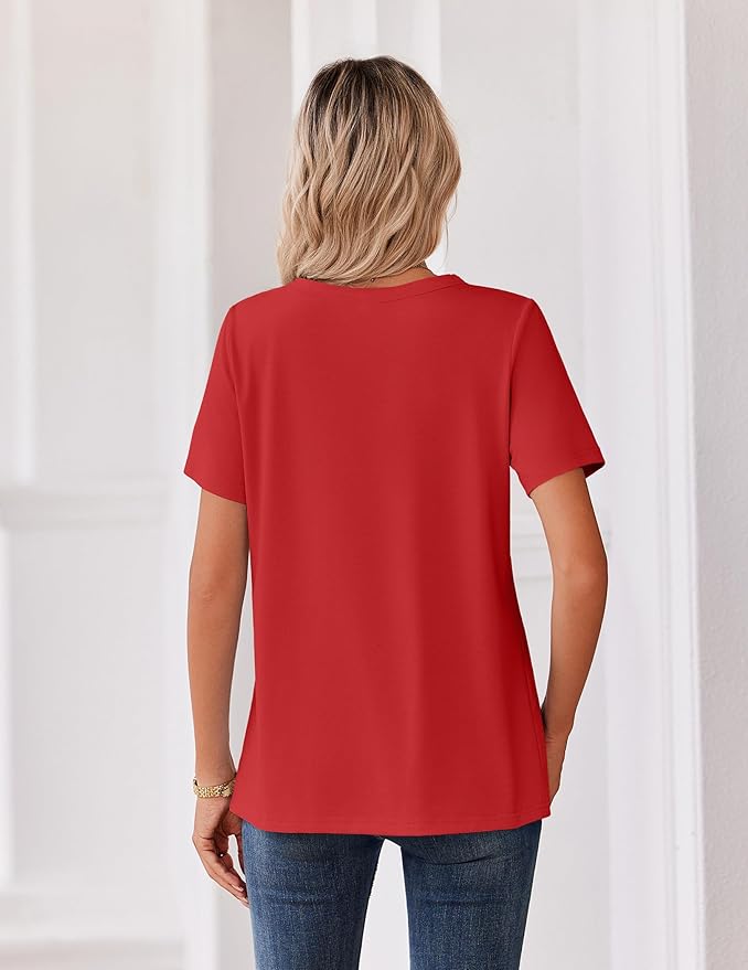 Zeagoo Womens Summer Tops V Neck Short Sleeve Shirts Dressy Casual Blouse Spring Vacation Tshirts Clothes