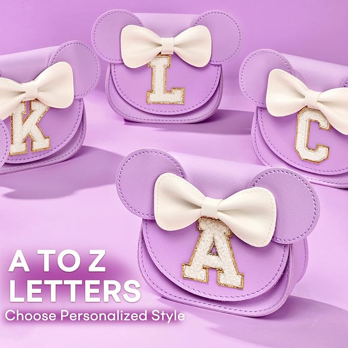 mibasies Toddler Purse Girl Gifts: Girls Birthday Gifts for 3-8 - Toys for Ages 2-4 Girls Mouse Ears Purse, Purple, Letter C