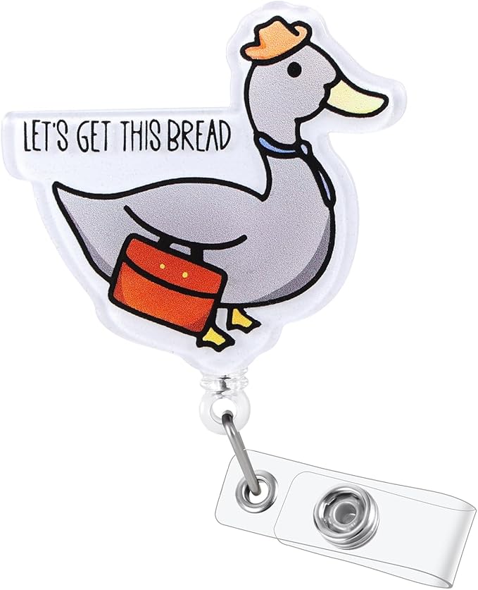 Let's Get This Bread Funny Badge Reel, Nurse ID Name Badge Holder with Retractable Clip, Pediatric Badge Buddy, RN Nurse Nursing Student CNA MA Medical Worker Badge Accessories