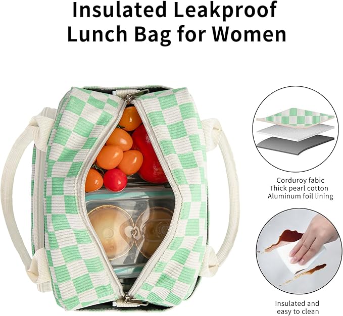 Lunch Box for Women Insulated Lunch Bag Women Adult Cute Lunch Bags Reusable Lunchbox Cooler Tote Bag for Work Picnic