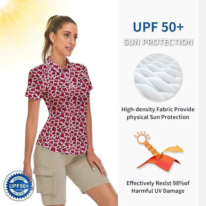 Women's Golf Shirt Short Sleeve Tennis Shirt Quarter Zip Golf Pullover Golf Polo Shirts Argyle Tops
