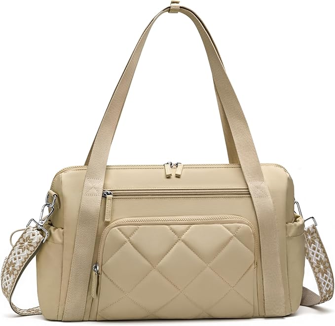Gym Bag for Women, Duffle Weekender Bags for Travel, Lightweight Weekender Tote with Wet Pocket for Sports, Workout and Dance Khaki