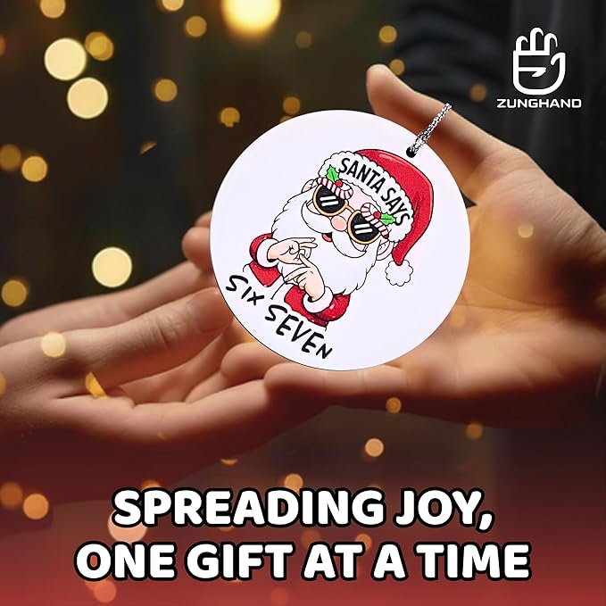 67 Funny Christmas Ornament – 67 Meme Black Santa Says Six Seven Acrylic Ornament, Teen Slang Meme Xmas Tree Decor, Viral Gift for Gen Z Teen Boys Girls