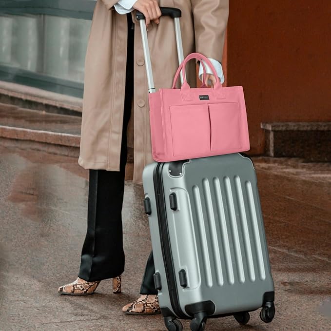 TOPDesign Heavy-Duty Canvas Tote Bag for Women, Adjustable Crossbody/Shoulder Handbag with 9 Pockets, Everything Tote